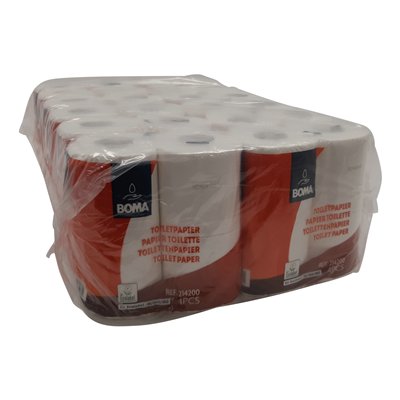 214200: Papier toilette traditionnel - tissu pur - 2 plis - 200 coupons - gaufré - BLANC - 48 rouleaux (12x4)