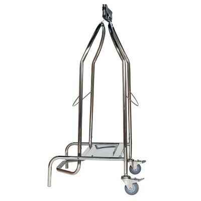 710120: Porte-sac à pince en acier inoxydable - avec pédale - 2 roues - 110 l