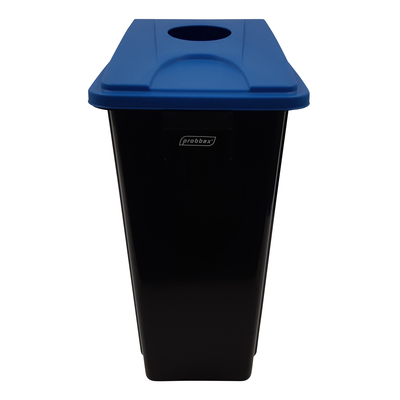 625700: Bomabin Select Flat avec couvercle pour bouteilles - 80 l - NOIR - couvercle BLEU