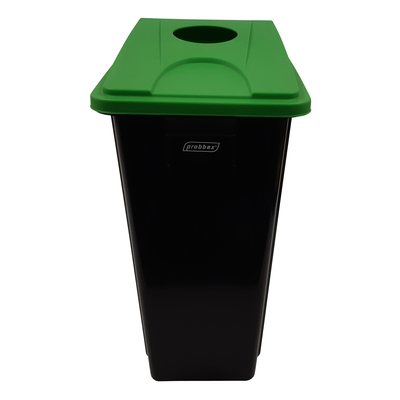 625700: Bomabin Select Flat avec couvercle pour bouteilles - 80 l - NOIR - couvercle VERT
