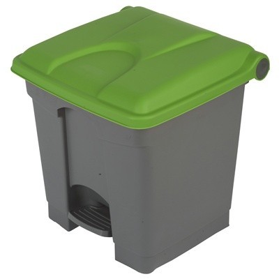 755422: Poubelle à pédale "Color" - 30 l - GRIS - couvercle VERT