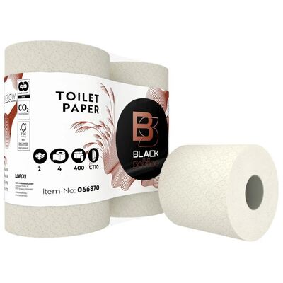 770158: Black Satino GreenGrow Papier toilette traditionnel - Miscanthus - 2 plis - 400 feuilles - gaufré - NATUREL - 40 rouleaux (10x4) - 066870/066871