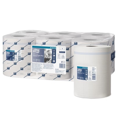 770639: Tork Reflex Wiping Paper Plus Centerfeed - 2 plis - 150 m x 19.4 cm - BLANC - 6 rouleaux - 473472