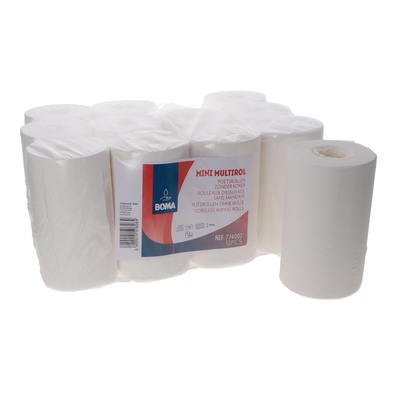 774002: Mini Centerfeed Multirol - tissu pur - 1 pli - 120 m x 20 cm - BLANC - 12 rouleaux