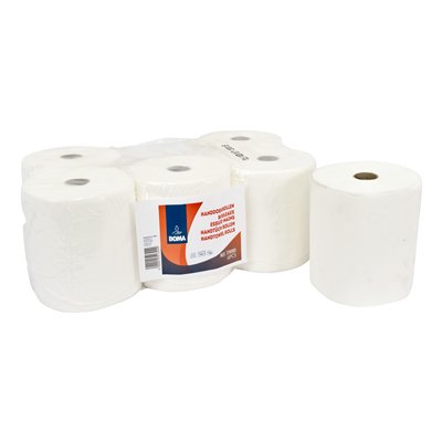 774100: Bobine d"essuyage - tissu pur - 3 plis - 100 m x 20 cm - BLANC - 6 rouleaux