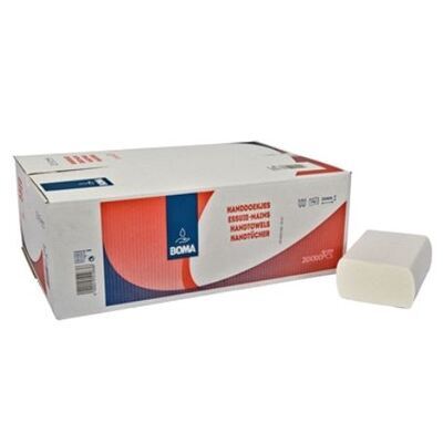 774138: Essuie-mains Multifold - tissu pur - "TAD" - 2 plis - 32 x 20 cm - BLANC - 2000 pièces (20x100)