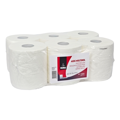 774803: Midi Multirol - tissu pur - 2 plis - 160 m x 20 cm - BLANC - 6 rouleaux