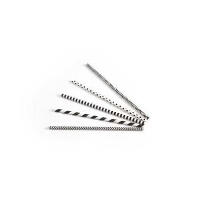Paille en papier (FSC) noir/blanc ø6mm/20cm 24x200pcs