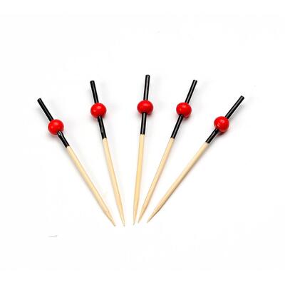 Prikker Bamboe Zwart Met Rode Bol 7cm 250st