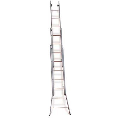 Échelle de laveurs de vitres 3 éléments avec base évasée - 3 x 11 marches - 4,20/9,80 m - 31 kg - distance de l'échelon 35 cm