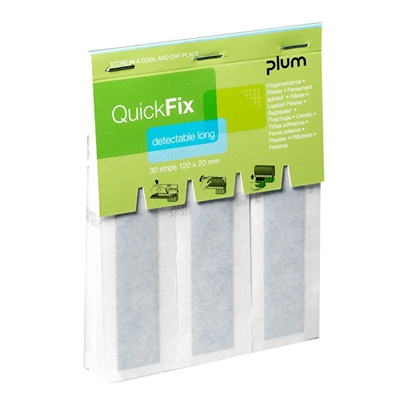 Detectable Long plasters for QuickFix plaster dispenser - refill pack of 30