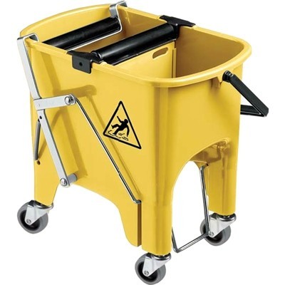 Dubbelvaks mopemmer ROCKET WHEELS - 15 l - GEEL