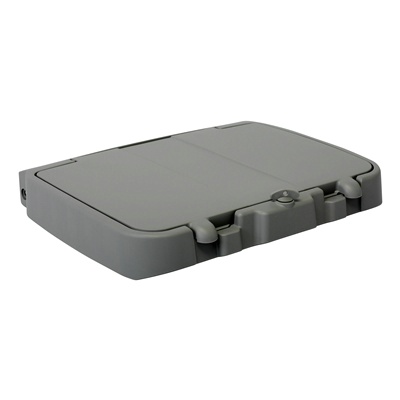 Lid with storage compartment a