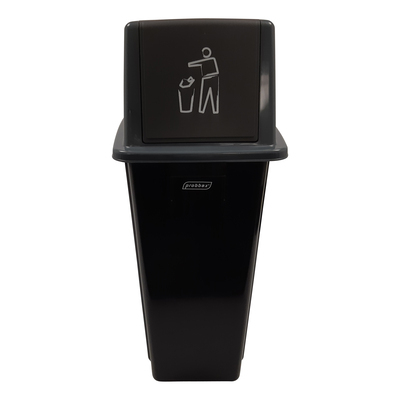 Bomabin Select Dome avec couvercle "push" - 80 l - NOIR - couvercle GRIS