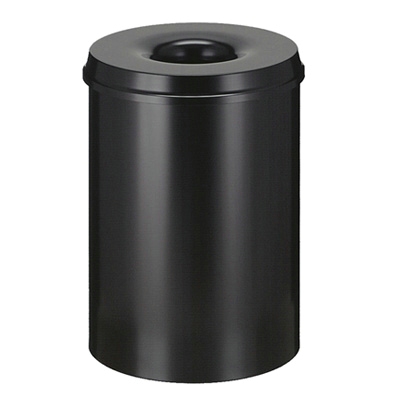 Metal self-extinguishing litter bin - 30 l - BLACK