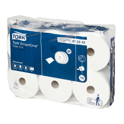Tork SmartOne Advanced papier toilette - 2 plis - 1150 feuilles - 207 m x 13,5 cm - BLANC - 6 rouleaux - 472242