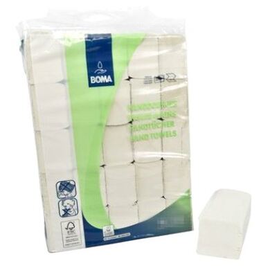 Multifold hand towels - recycled tissue - 2 ply - 32 x 20.6 cm - WHITE - 3000 pieces (25x120)