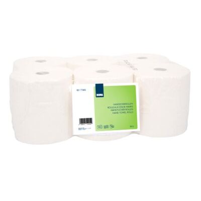 Hand towel roll - recycled tissue - 2 ply - 150 m x 21 cm - WHITE - 6 rolls