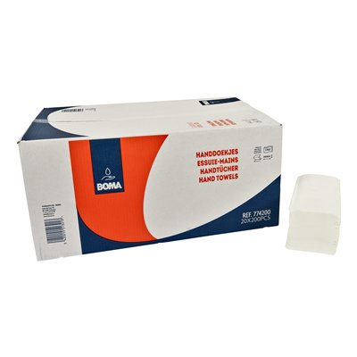 Single fold hand towels - virgin tissue - 2 ply - 24 x 21 cm - WHITE - pack of 4000 (20 x 200)