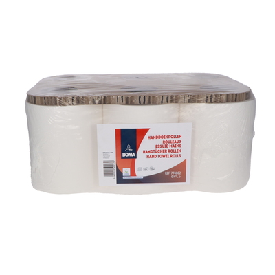 Hand towel roll - virgin tissue - 2 ply - 150 m x 21 cm - WHITE - 6 rolls