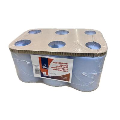 Hand towel roll - virgin tissue - 2 ply - 150 m x 21 cm - BLUE - 6 rolls