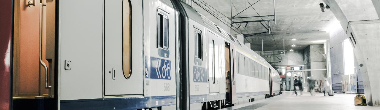 Train on platform at Antwerp station
