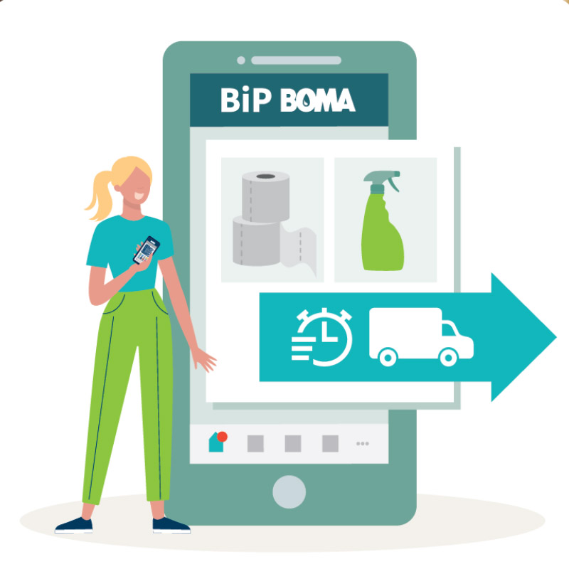 illustratie van een telefoon met de app BiP