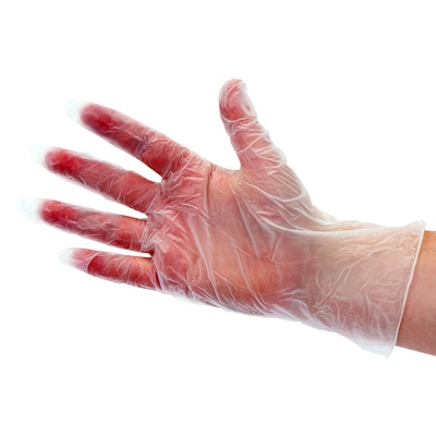119323: Gants à usage unique en vinyle - non poudrés - BLANC - 100 pièces - LARGE