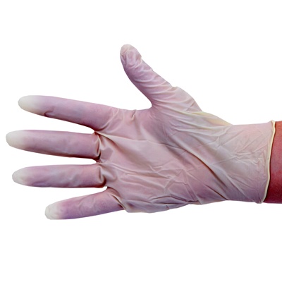 119385: Gants à usage unique en latex - non poudrés - BLANC - 100 pièces - SMALL
