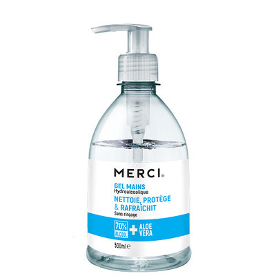 200352: Gel hydro-alcoolique " Merci " - 500 ml - flacon avec pompe