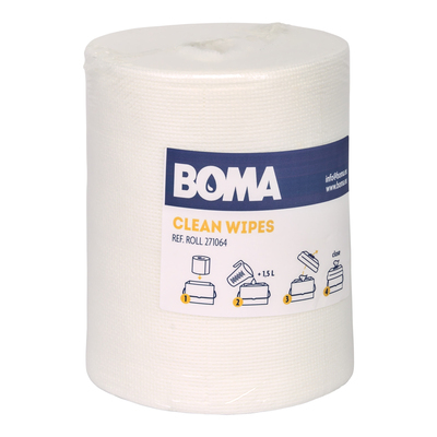 730056D: Rouleau Clean Wipes - 18.5 x 19 cm - BLANC - 250 pièces par rouleau