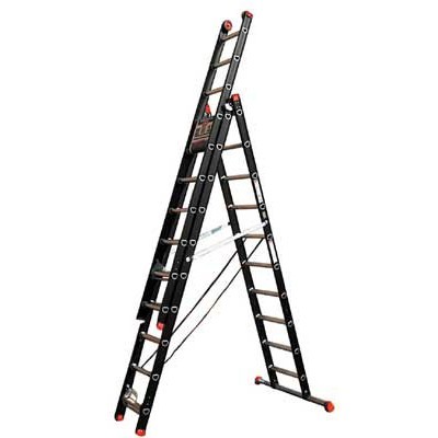 666312: Échelle convertible Mounter 3 éléments - 3 x 12 marches - 3,37/8,22 m - 28,2 kg
