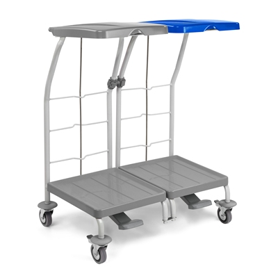 710122: Support pour sac à pédale avec couvercle - métal - 2 compartiments