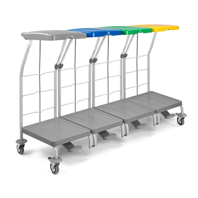 710124: Support pour sac à pédale avec couvercle - métal - 4 compartiments - monté