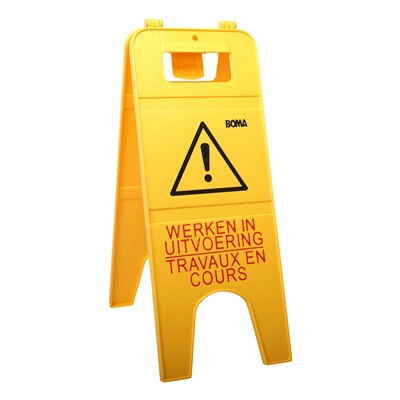 711009: Panneau de signalisation double "Werken in uitvoering/Travaux en cours"