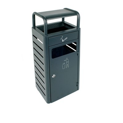 650350: Bomabin Outdoor Barry - poubelle d'extérieur avec cendrier - 22,3 l - GRIS