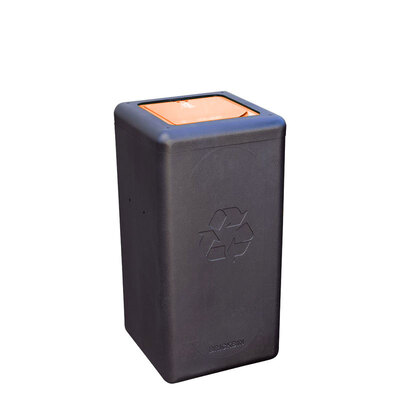 750293: Bomabin Select Brick - 65 l - NOIR - couvercle fermé ORANGE