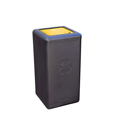 750294: Bomabin Select Brick - 65 l - NOIR - couvercle fermé JAUNE