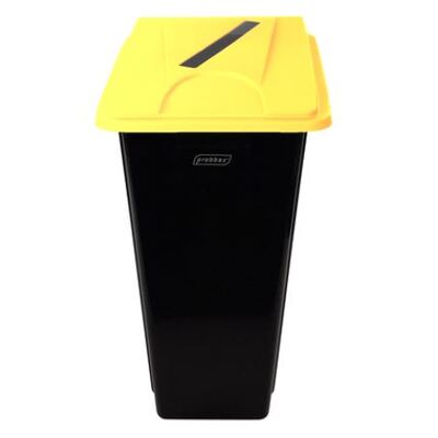 750498: Bomabin Select Flat avec couvercle papier - 80 l - NOIR - couvercle JAUNE
