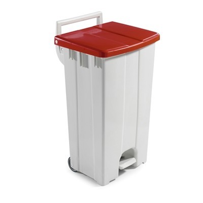 751570: Bomabin Select Pedal Classic - 90 l - BLANC - couvercle ROUGE