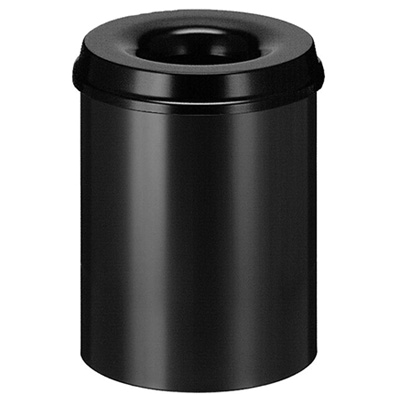 650045: Poubelle anti-feu en métal - 15 l - NOIR