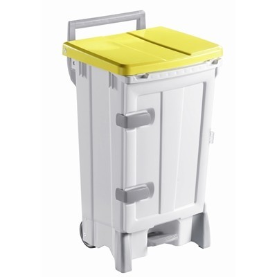 753670: Bomabin Select Pedal Classic Ergo - 90 l - BLANC - couvercle JAUNE