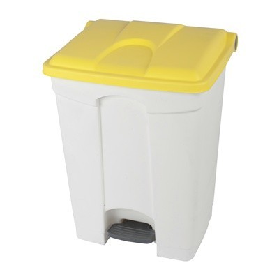 755446: Bomabin Select Pedal Classic - 70 l - BLANC - couvercle JAUNE