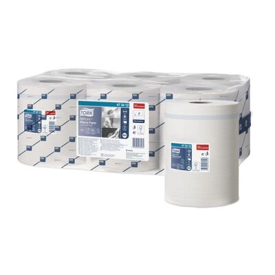 770628: Tork papier d"essuyage - 1 pli - 114 m x 19.4 cm - BLANC - 6 rouleaux - 473412