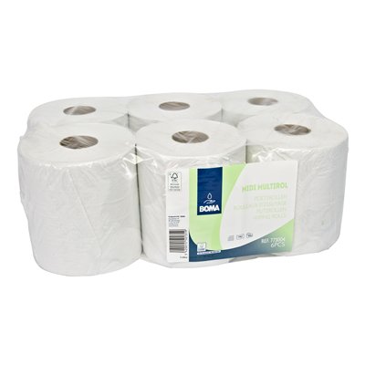 776951: Midi Centerfeed Multirol - tissu recyclé - 1 pli - 300 m x 19.5 cm - BLANC - 6 rouleaux