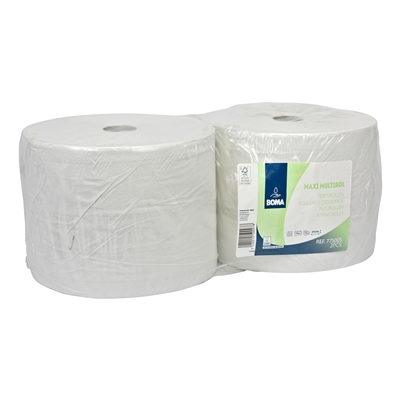774007: Maxi Multirol - tissu recyclé - 2 plis - 555 m x 25 cm - BLANC - 2 rouleaux
