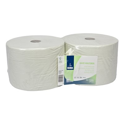 774007: Maxi Multirol - tissu pur - 1 pli - 1000 m x 23 cm - BLANC - 2 rouleaux