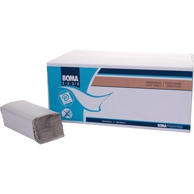 776913: Essuie-mains Singlefold - tissu recyclé - 1 pli - 23 x 25 cm - GRIS - 5000 pièces (20x250)