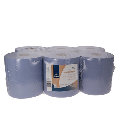 776951: Midi Centerfeed Multirol - tissu recyclé - 2 plis - 180 m x 20 cm - BLEU - 6 rouleaux