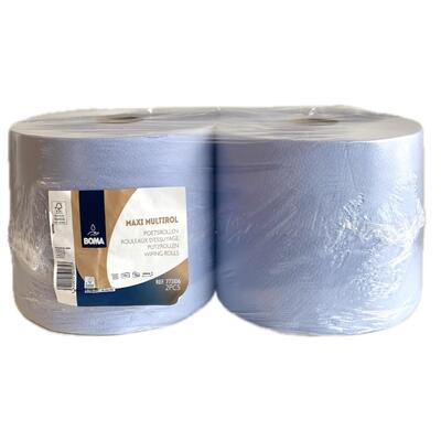 774007: Maxi Multirol - tissu recyclé - 2 plis - 370 m x 23.6 cm - BLEU - 2 rouleaux